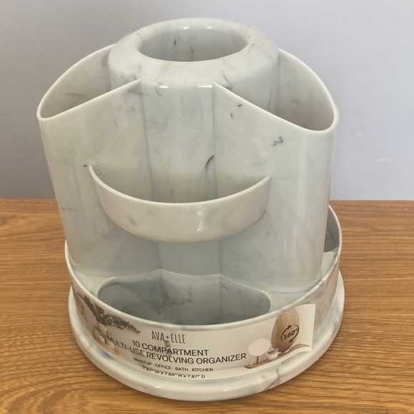 10 compartment multi use revolving organizer faux marble look - Picture 5 of 12